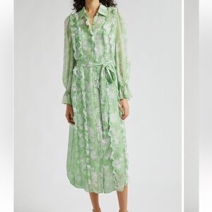 Cinq a sept green floral dress with removable slip dress